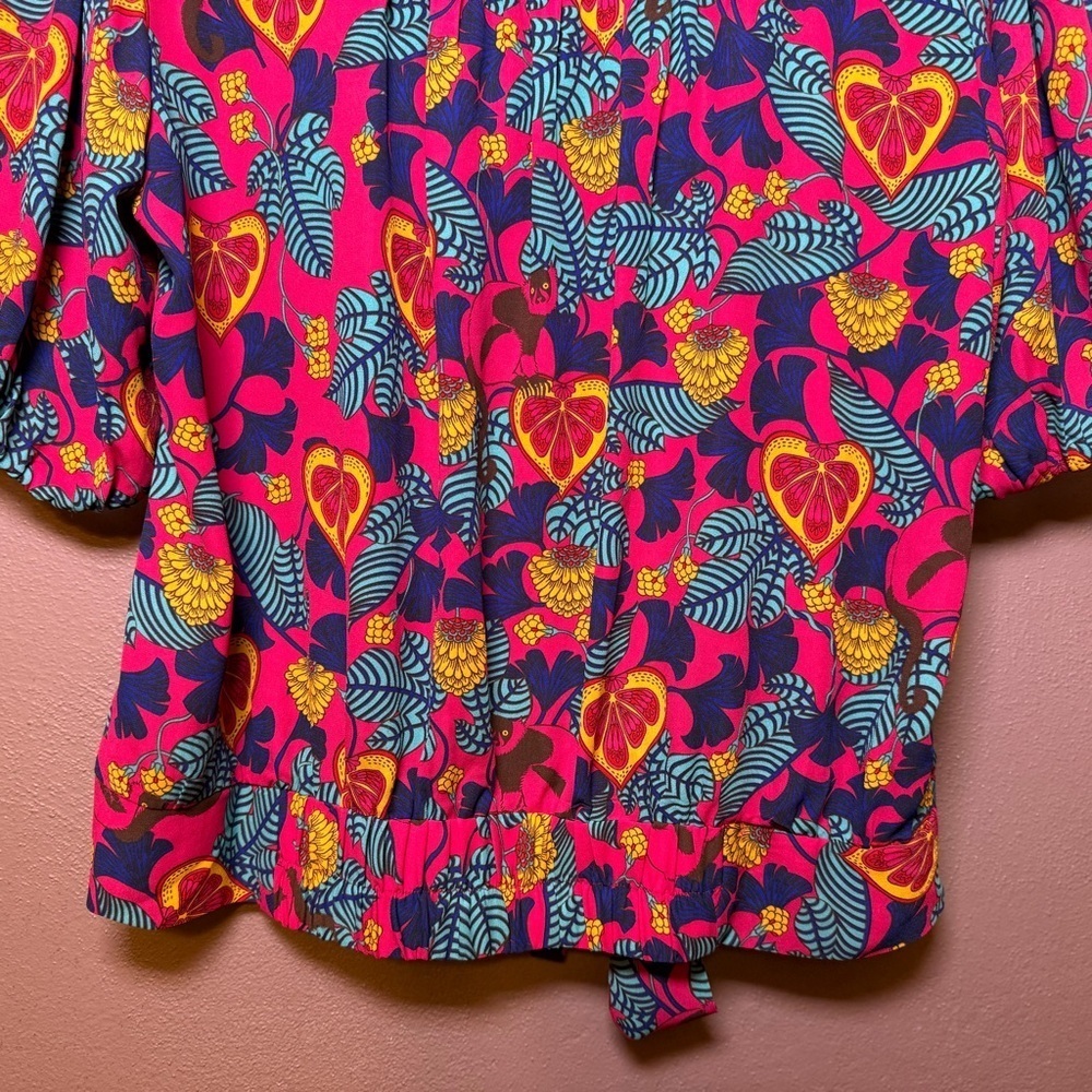 Rose & Olive Multicolor Tropical Pattern Blouse Womens Size XL Boho Travel Vaca - Picture 14 of 16